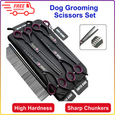 7.0 Inches Professional Dog Grooming Scissors Set Straight  Thinning  Curved
