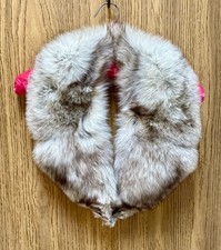 Vintage Genuine Silver Fox Collar Scarf Notched Thick Fur 1970s Wide Shawl Wrap