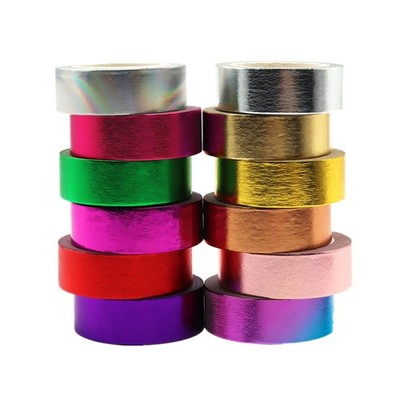 Mogoostry 12 Rolls Solid Foil Washi Tape Decorative Metallic Foil Tape 15mm x...
