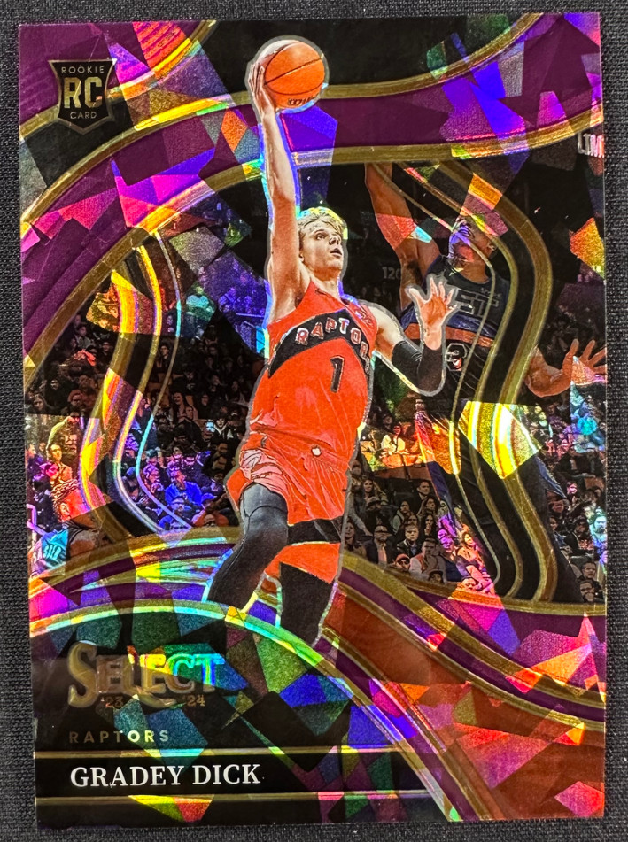 Gradey Dick 2023-24 Panini Select 64/99 Courtside Purple Cracked Ice RC #287