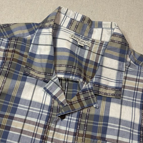 Frye and Co. Shirt Men Size 3XL Blue Button Short Sleeve Stretch Casual