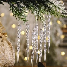 36pcs Christmas Tree Crystal Decorations Clear Twisted Icicle Christmas Tree