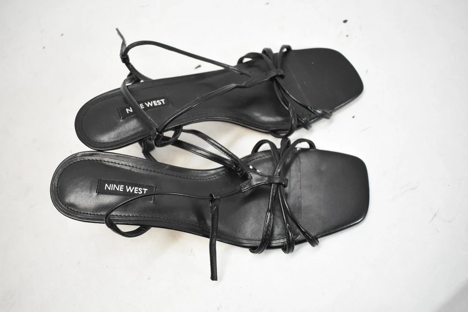 Nine West Shoes Womens Size 8 Black Strappy Slingback Heeled Sandals Square Toe - Image 4 of 4