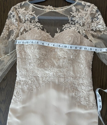Wedding Dress Lan Ting Bride TS Couture Ivory Illusion A-Line Sleeve Small NEW! - Afbeelding 9 van 16
