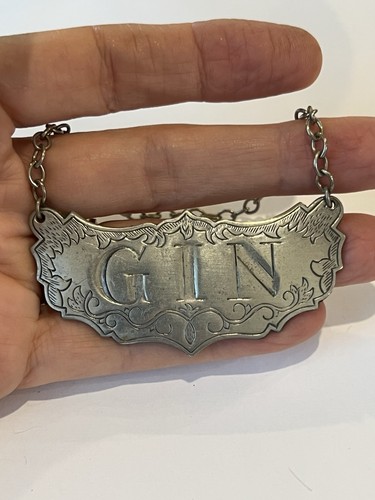 Vintage Stieff Pewter Gin Bottle Chained Tag 2.75” X 1.25” Historic Newport Line - Picture 5 of 5