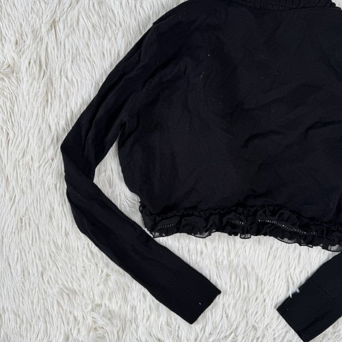 White House Black Market Black Ruffled Collar Open Cardigan Sweater Size Small - Picture 20 of 24