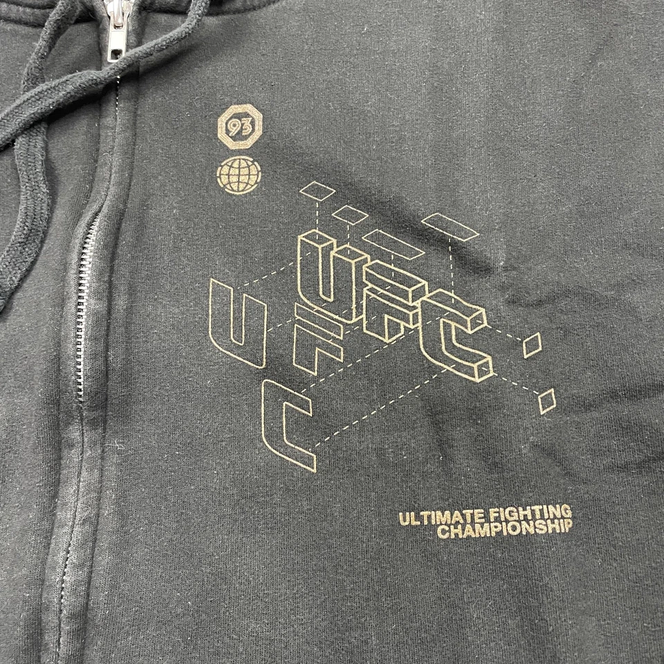 Sudadera con Capucha UFC Para Hombres Grande Negra Cremallera Completa Gráfico Ultimate Fighting Championship MMA Foto 3 de 4
