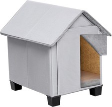 Outdoor Dog House Elevated Foldable Dog Cave Bed W/ Removable Plush Mat Small