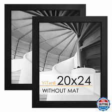 YiTanli 20x24 Wood Picture Frame 2-Pack for Art Prints Posters Black