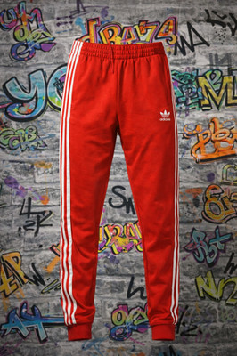 Adidas Mens Track Bottoms Small Red Firebird Trefoil SST Originals joggers  Gym