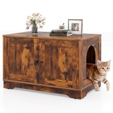 Cat Litter Box Enclosure Furniture w/Double Doors Divider Side Entry for Cats