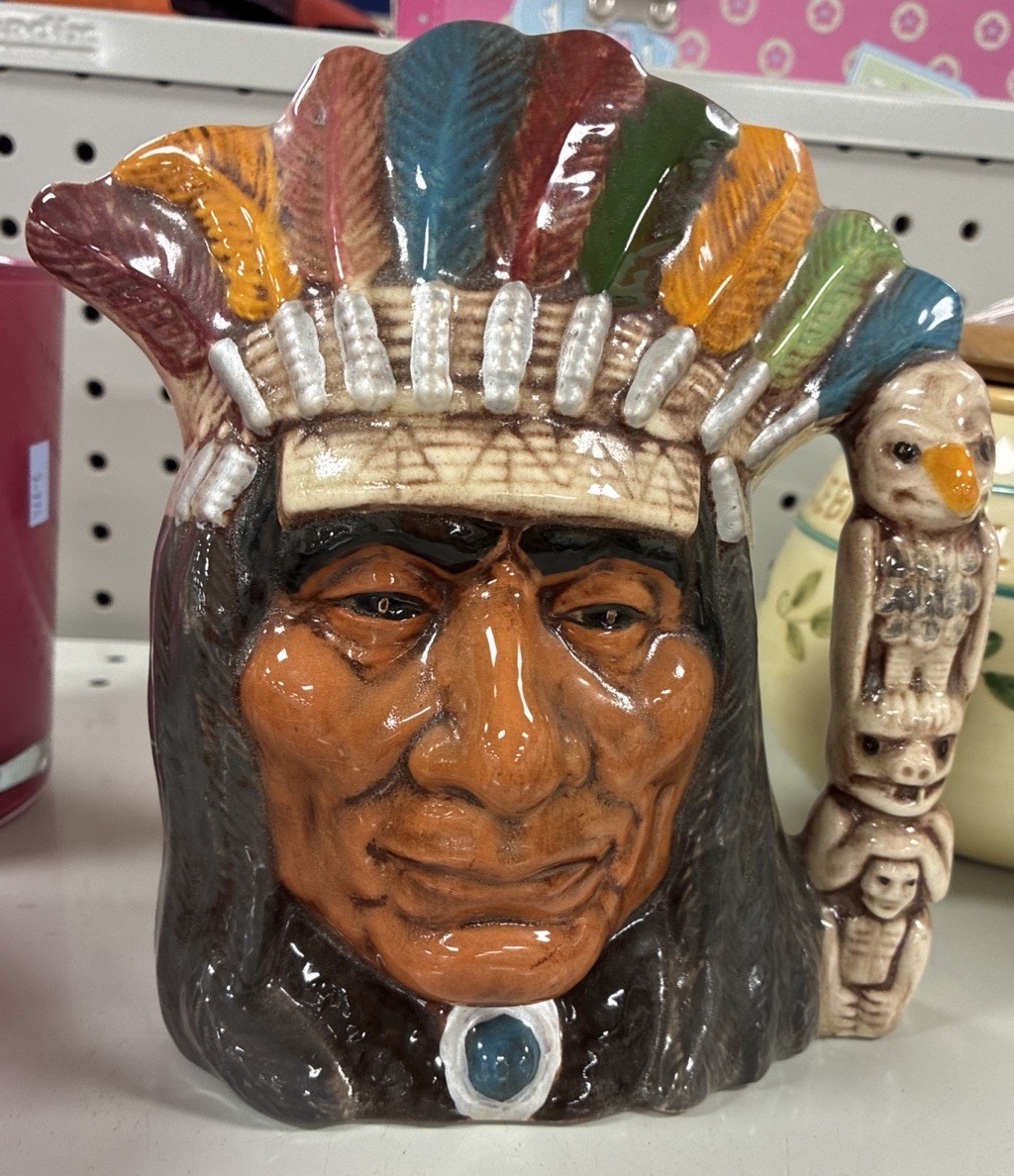 North American Indian Character Jug Titled / Vintage Indian 