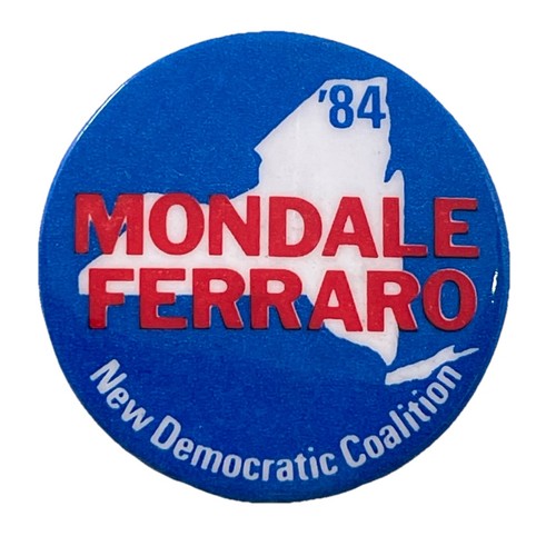 Walter Mondale Geraldine Ferraro 1984 New York Pinback Button Pin