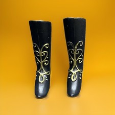 Disney Frozen Anna Replacement Doll Size Black Pointed Boots W/ Gold Accents