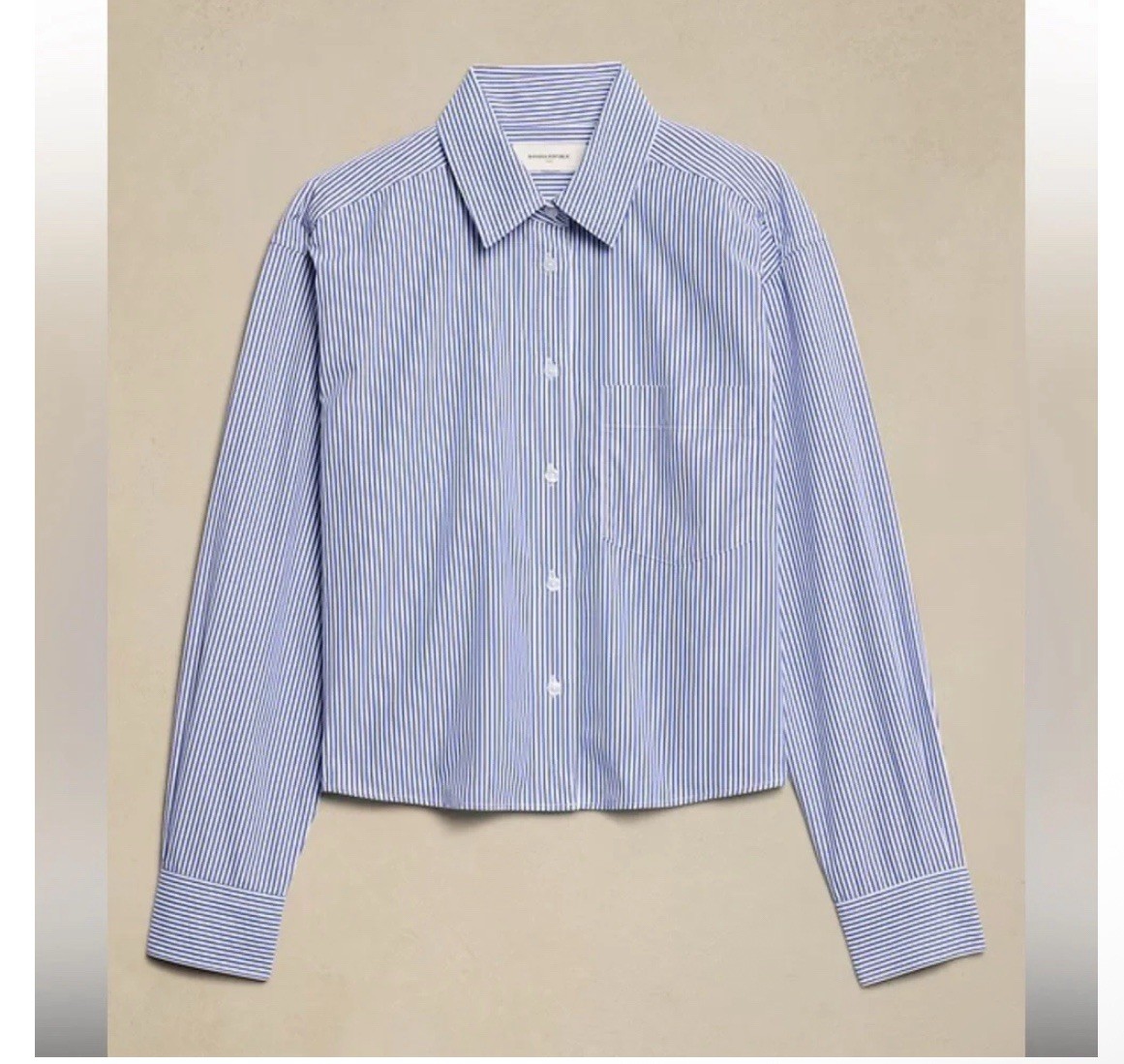 Banan Republic Boxy Button-Down Shirt Blue White Stripe Women's Size Large