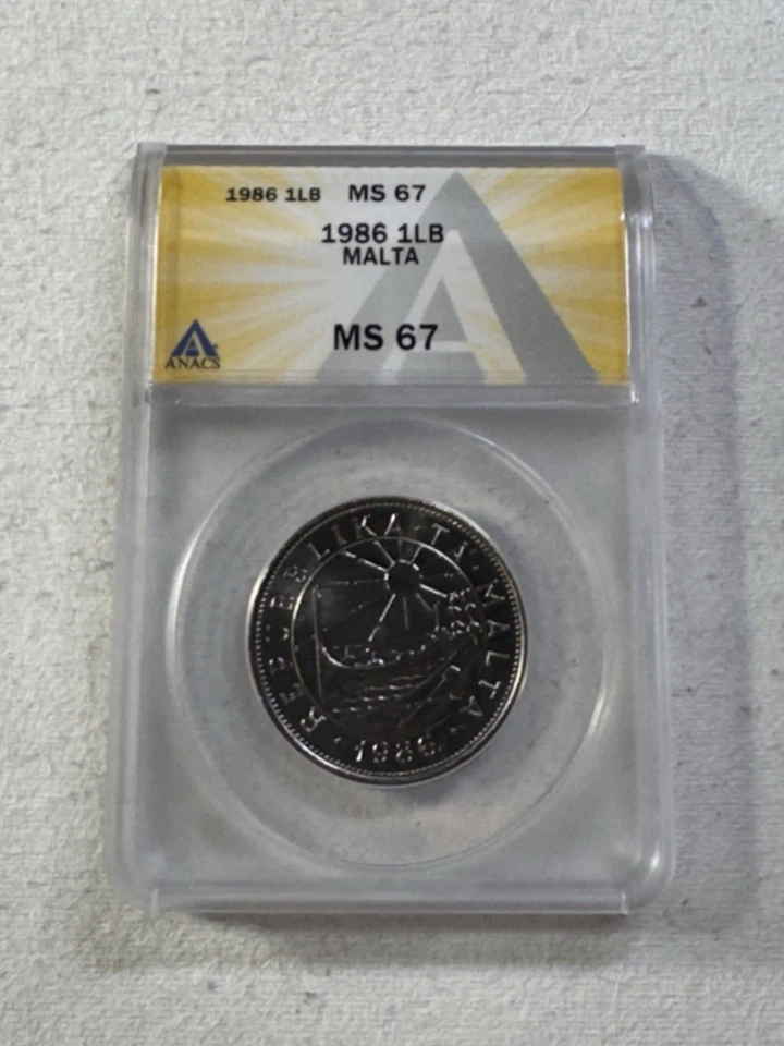 1986 Malta 1 Pound (Lira) Graded MS 67 by ANACS - Image 4 of 4