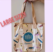 Whole Foods Surfer girl Hawaii Exclusive Large Rope Tote Bag