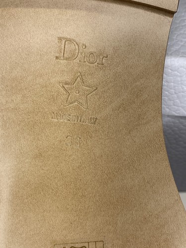Dior Womens Sandal Off-White Size 6 Dway Slide Calfskin Embroidered Cotton Flat - Picture 6 of 13
