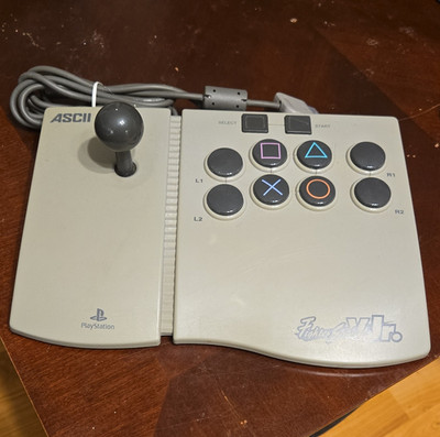 ASCII Fighter Stick V Jr. PS1 Turbo Arcade Fighting Stick Gray Wired SLPH-00035