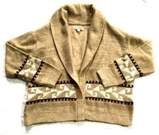 Lucky Brand Womens Sweater Nordic Aztec Southwest Holiday Festive Cardigan L