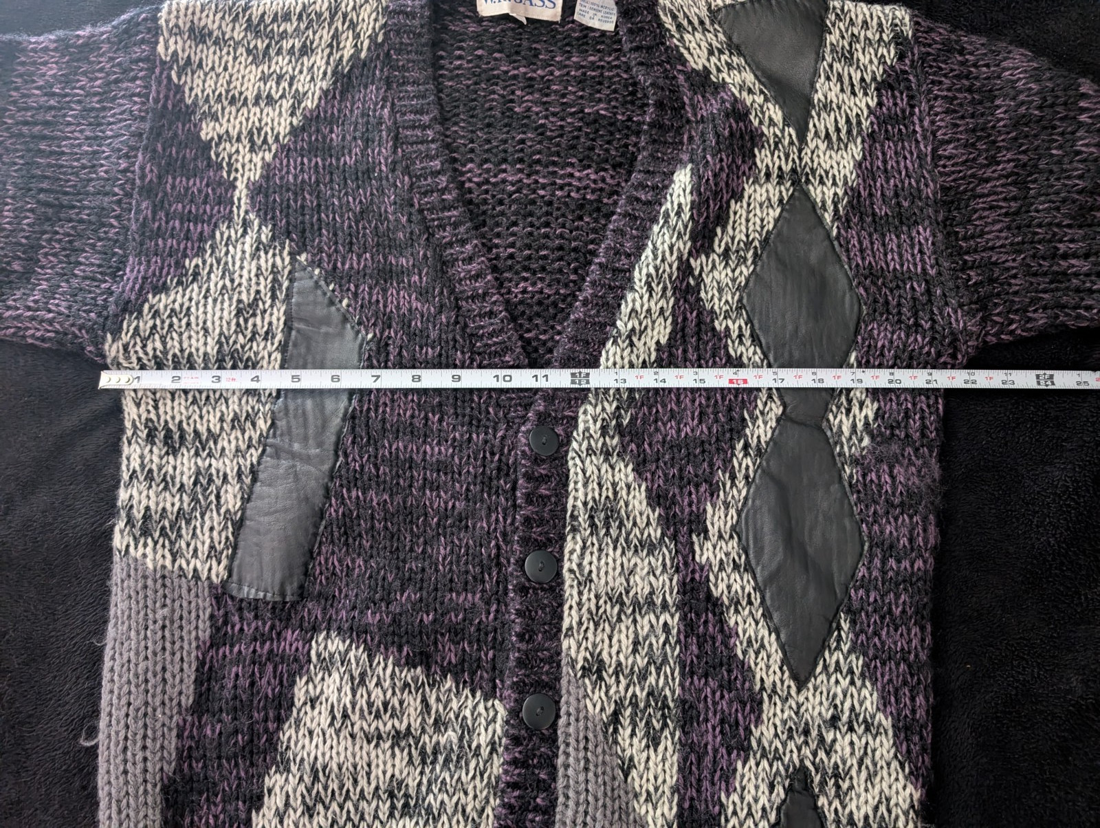 Vintage Geometric Pattern Knit Buttoned Cardigan … - image 8