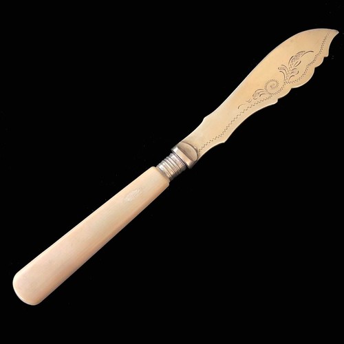 Antique Victorian Fish Knife Bone Handle Silver-Plated Hallmark ' D&B EPNS ' - Picture 1 of 4