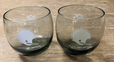 Vintage Cleveland Browns NFL 8oz Round Cocktail Glasses (Set of 2) Brand New!