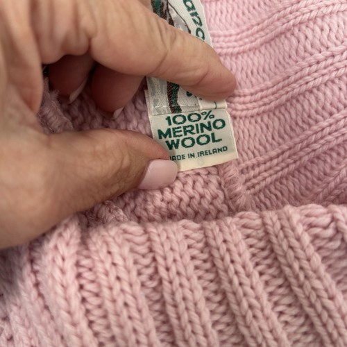 Cárdigan para mujer Aran Crafts rosa lana merino tejido con cable cremallera completa talla XL Irlanda - Imagen 3 de 5