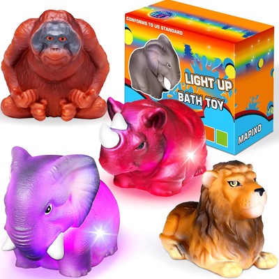 Mold Free Light up Bath Toys, No Hole Realistic Wild Animals Bathtub Toys... 