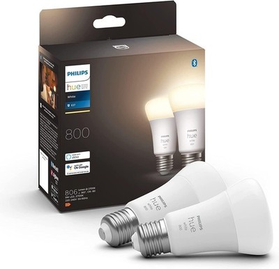 Philips Hue White E27 LED Glühbirne 810lm warmweiß dimmbar steuerbar via App