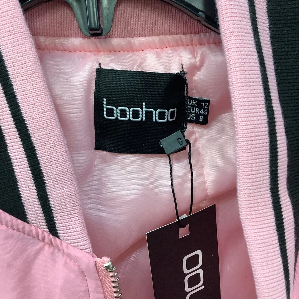 Chaqueta Universitaria Boohoo Design Studio Mujer Talla 8 Rosa Mangas Largas Cremallera Completa Foto 4 de 4