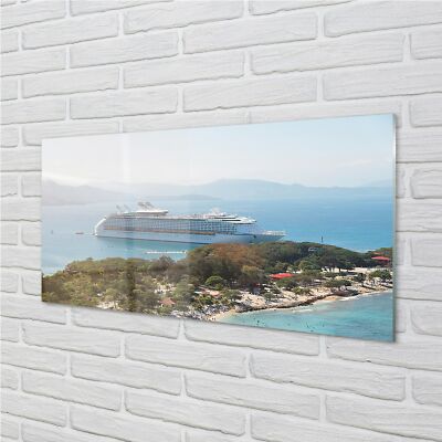 Tulup Glasbilder 100x50 Wandkunst Ship Island Berg Meer