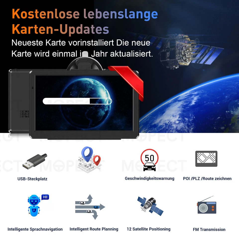MOPECT Q8 7 Zoll GPS Navi Navigationsgerät für Auto LKW PKW DE EU Karte 8GB POIs - Bild 3 von 4