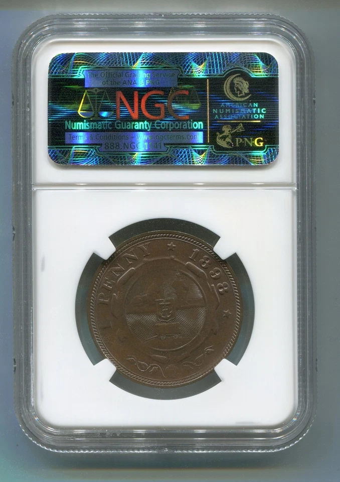 South Africa 1898 1 Penny Kruger era ZAR Coin High Grade NGC Certified MS 63 BN - Image 2 of 2