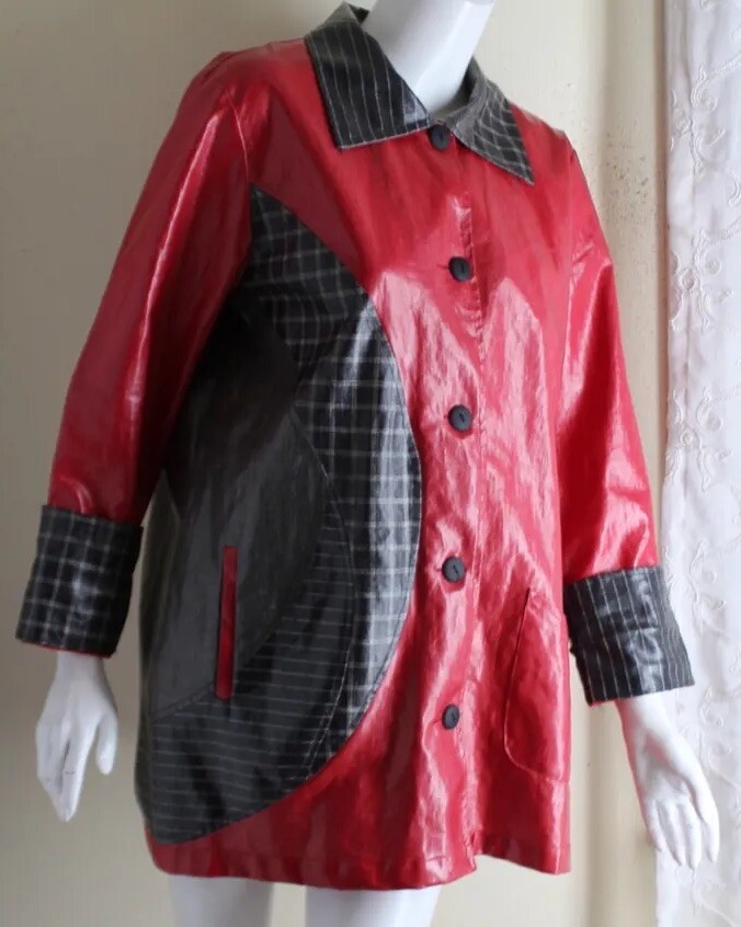 Canvasbacks Sz S RAIN Coated Patchwork Fiber Art … - image 1