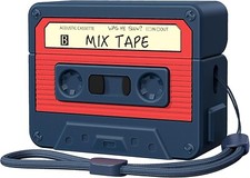 AirPods Pro 2 Case Cover, Cassette Tape Design Silicone Blue