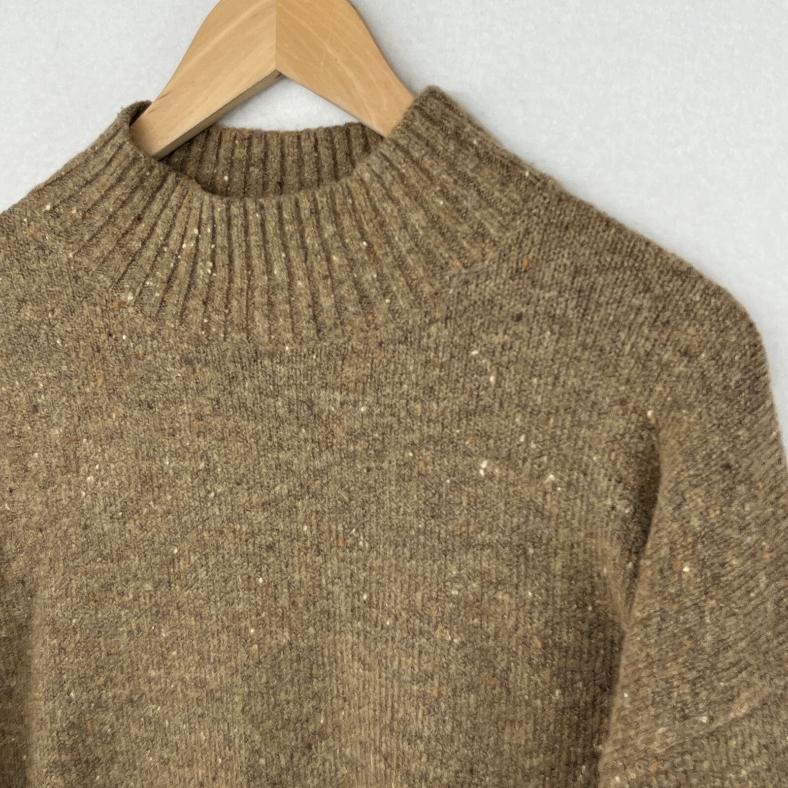 WELL WORN Sweater Womens L Wool Blend Mock Neck Marled Jumper Pullover Brown