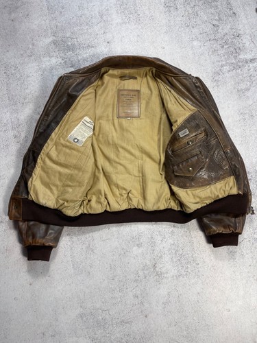 Chevignon Vintage 80s' Leather AirFlyte Jacket A2 US.ARMY Force Avirex Style - Picture 8 of 13