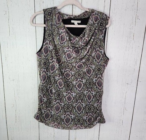 Dana Buchman Size Large Purple Multicolored Paisley Womens Sleeveless Tank Top