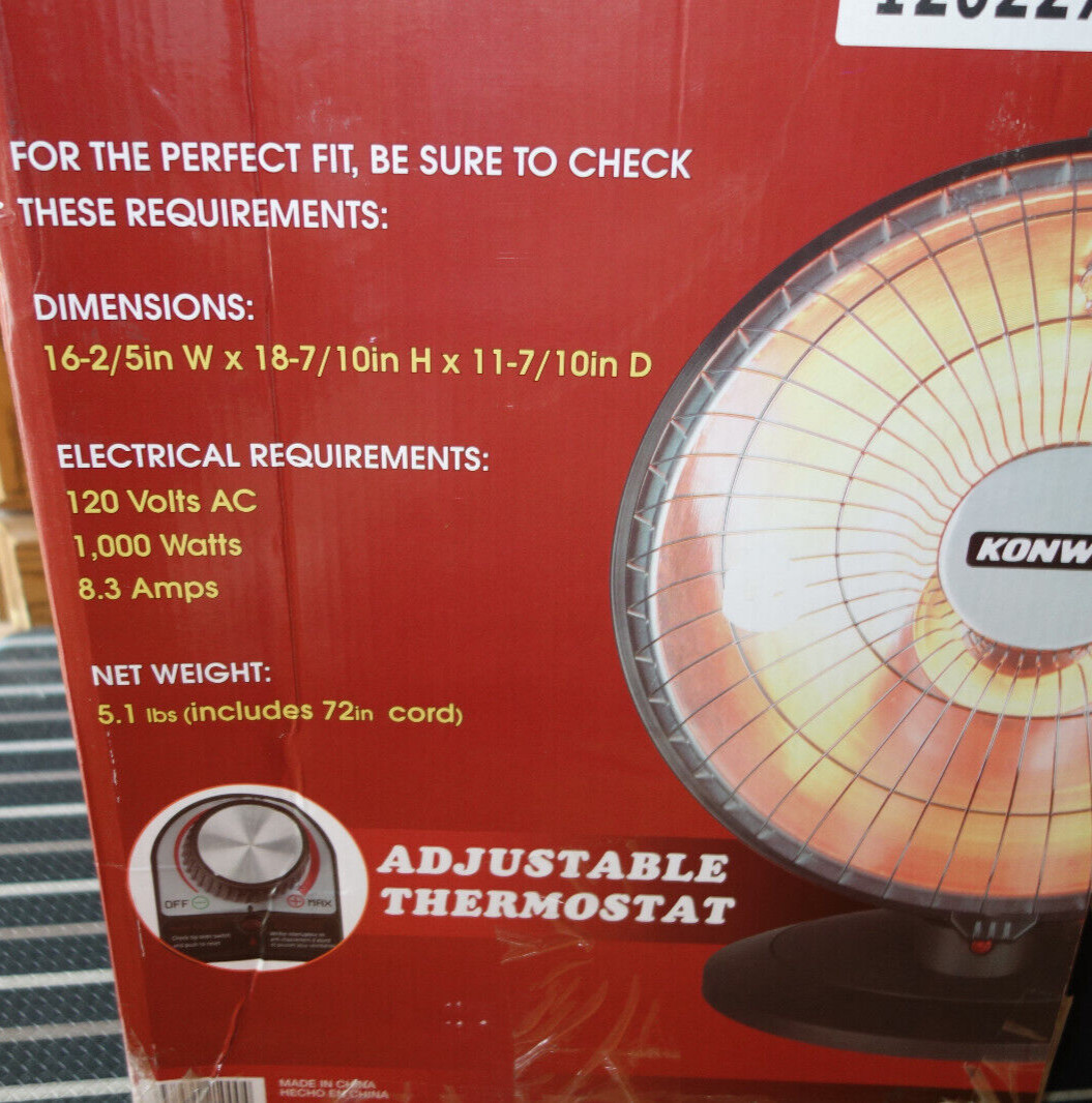Konwin Heat Dish Parabolic Electric Heater 1000W Oscillating Portable  Thermostat | eBay