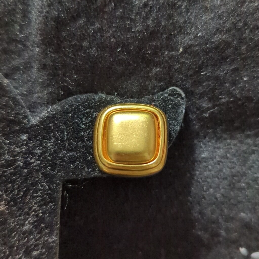 Gold Tone Rounded Square Stud Statement Earrings - image 2