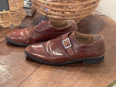 Stacy Adams 10.5 M silver buckle on flap Dress shoes. Cushioned sole. Brown