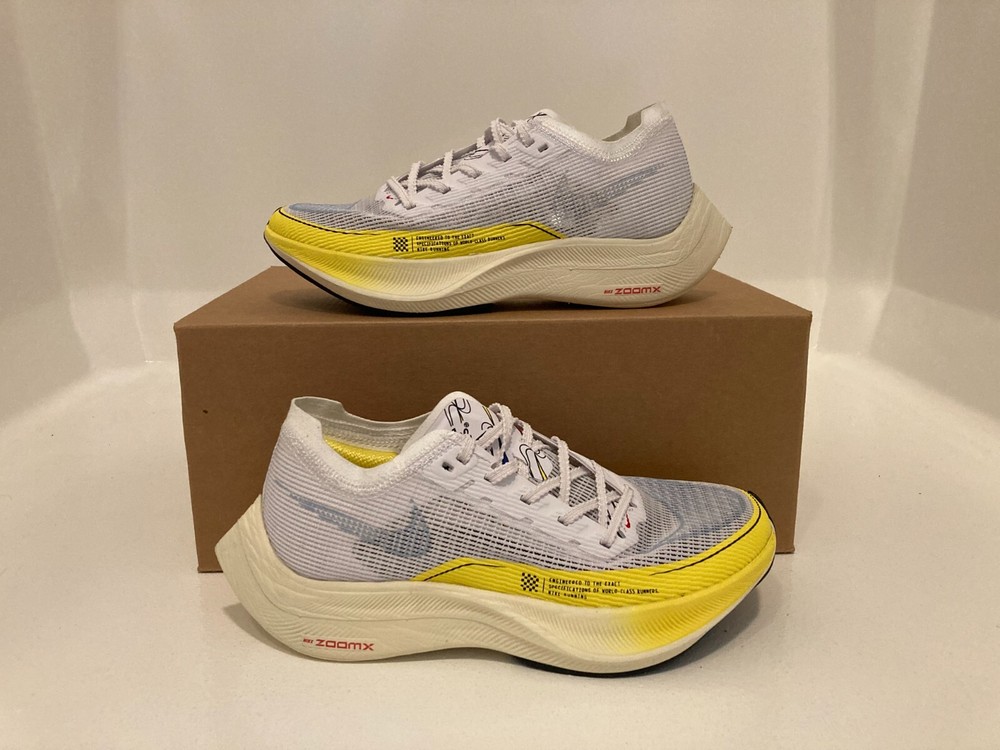 Nike ZoomX Vaporfly NEXT% 2 White Yellow Strike Size 5.5 Running Shoes