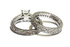 14k white gold 2.28ct clarity enhanced diamond engagement ring wedding band set — photo 5