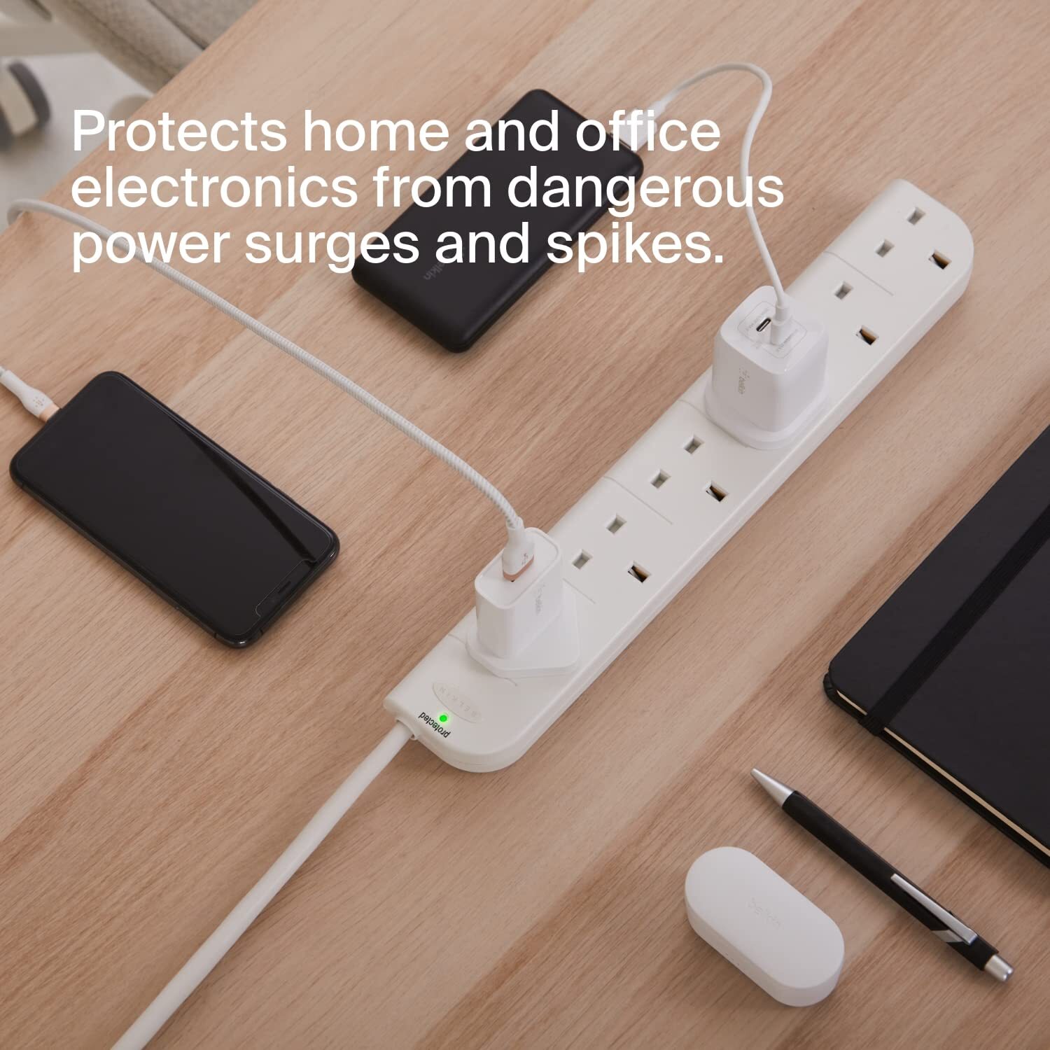 Belkin ESeries 6 Plug SurgeStrip Surge Protected Extension Lead 1 m