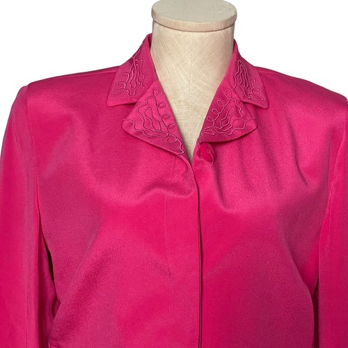 Design by Pat Argenti Women Suit Silk 2 Pc Pants Striaght Cropped Jacket Pink 6 - Picture 3 of 12