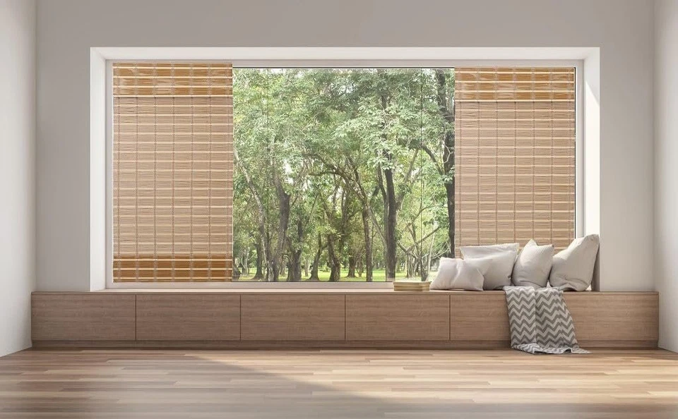 TJ Global Inalámbrico Bambú Persiana Ventana Parasol, Filtro de Luz Romano... Foto 4 de 4