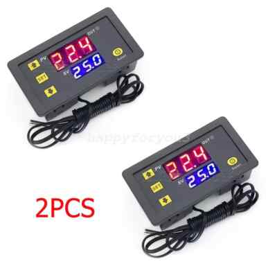 1-2pcs 12V Thermostat LED Temperaturregelung Schalter Regler Thermometer Set