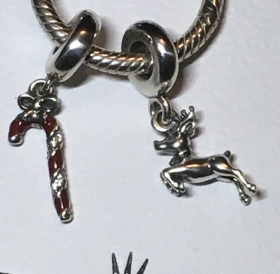 Pandora Set 2 Charms Weihnachten-Zuckerstange+Rentier