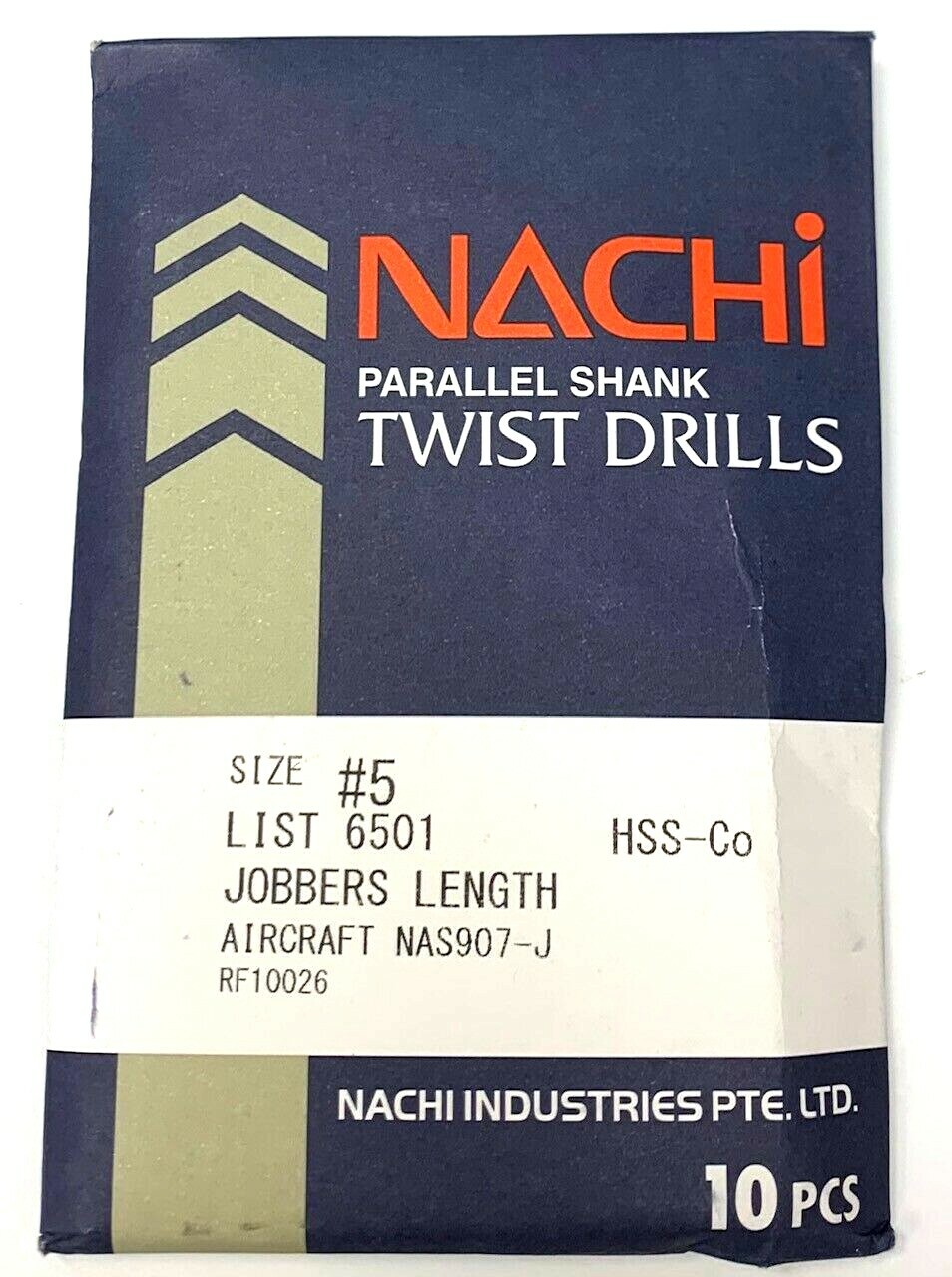 5 (0.2055") COBALT TWIST DRILLS 10 PIECE PACK NACHI L6501 NEW
